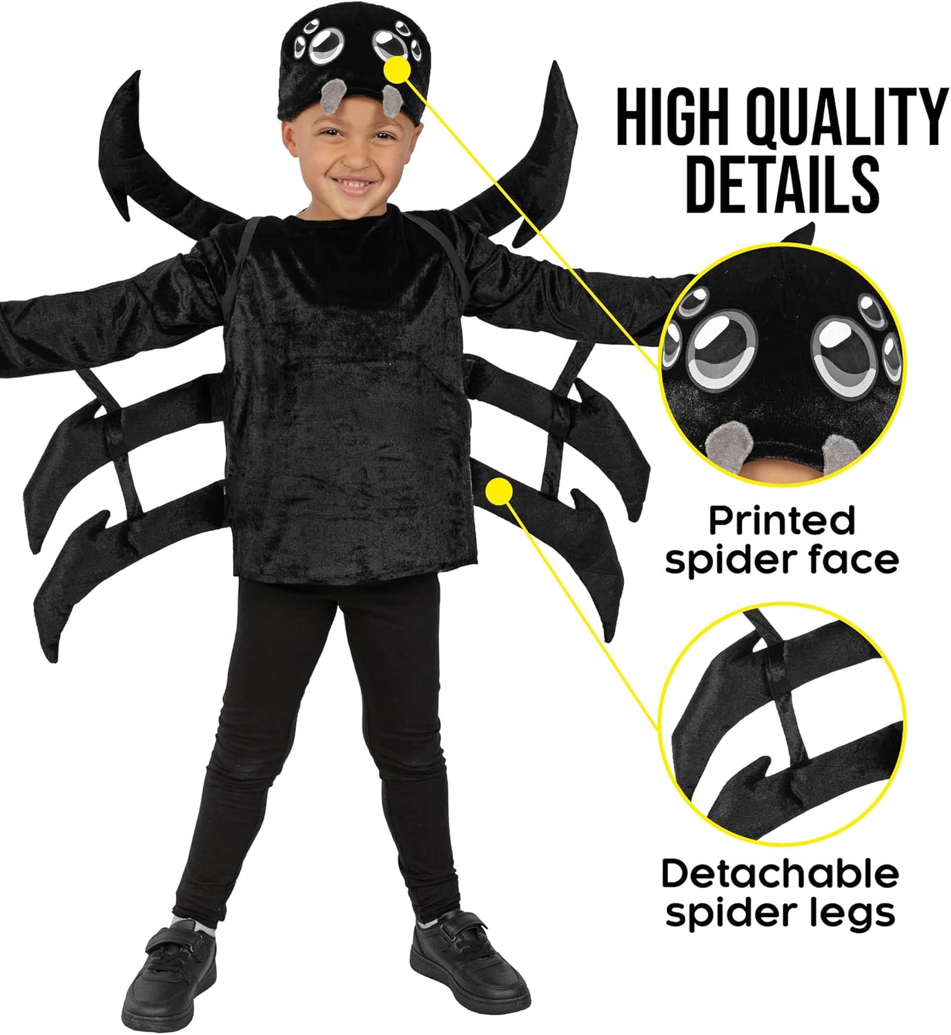 Morph Black Spider Costume for Kids Legs Spider Halloween Costume For Kids Tarantula Costumes for Boys Girls - Image 3