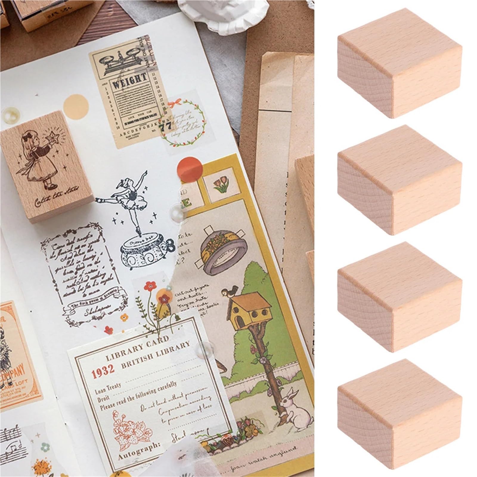 100 pezzi di timbri in legno vuoti, blocchi fai da te, kit sigilli for scrapbooking, materiale for in, strumento for diario fatto a mano, accessori for cucire