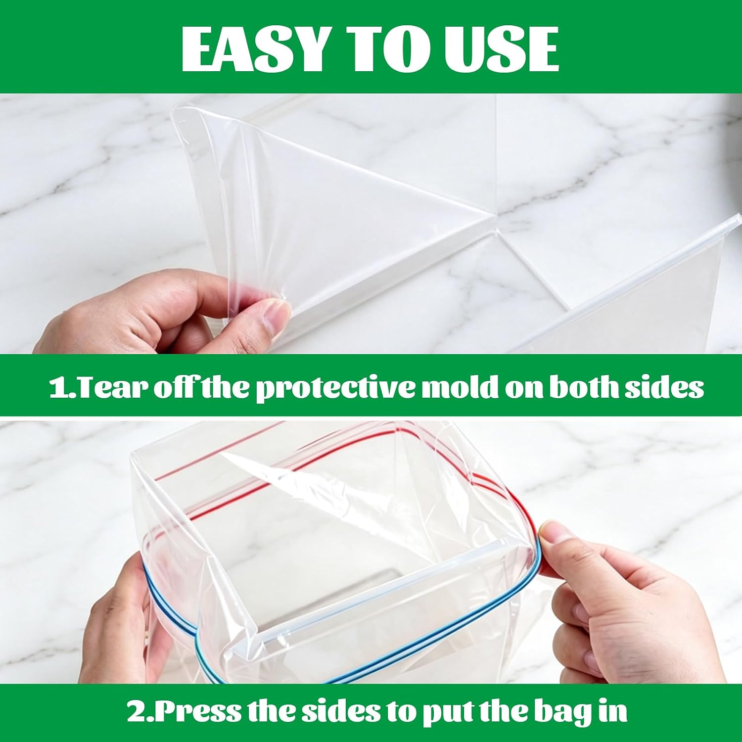 Acrylic Bag Holder for Food Prep, 2 Size, Clear, 3-Piece Set image 4