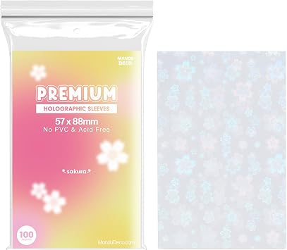 Mandu Deco Sakura Cherry Blossom Flower Holographic Kpop Photocard Sleeves Card Protector PVC Free and Acid Free Shield Cover 100 Sleeves per Pack 57x88mm