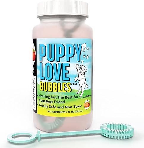 Miniatura 9 de Puppy Love Bubbles, burbujas perfumadas de mantequilla de maní de 4 onzas, paquete de 2 botellas con sabor a mantequilla de maní para perros