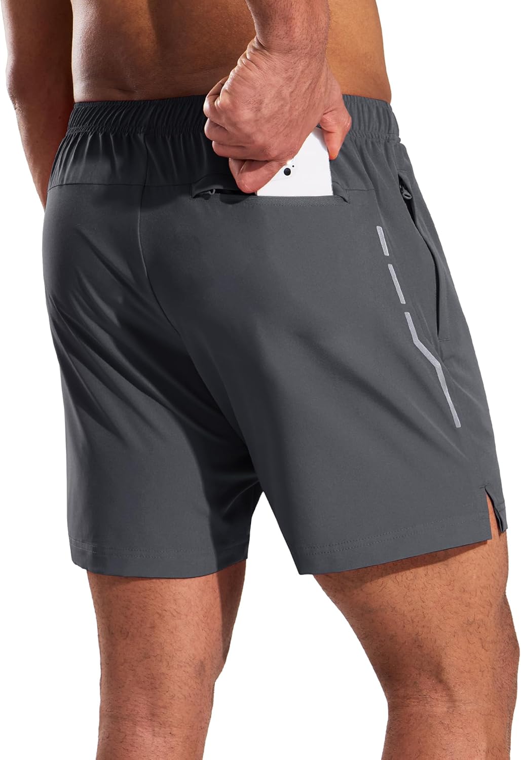 MIER Mens 5 Inch Athletic Running Shorts Quick Dry Lightweight Workout Gym Training Active Reflective Shorts,3 Zipper Pockets - Image 2