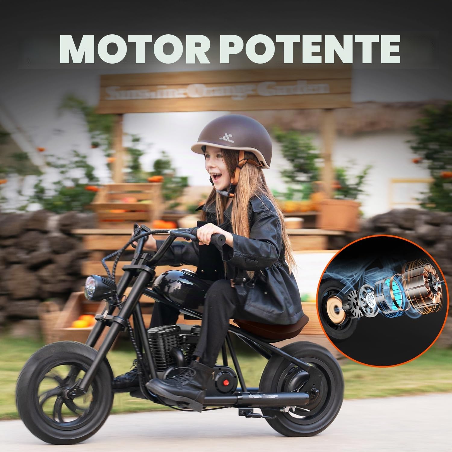 HYPERGOGO Challenger 12 Motocicleta Eléctrica Niños, Bicicleta eléctrica para niños con 3 velocidades, máximo 16 km/h, hasta 60 Minutos de Tiempo de Recorrido Continuo para niños/Adolescentes