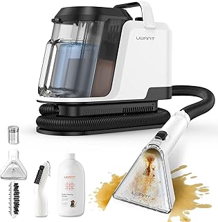 Uwant Y100 18 kPa Aspiradora de Agua Tapiceria 600W, Doble Depósito 1.2L y Autolimpieza, Higieniza 99.9% con Detergente 500ml y Cepillos, Limpiador de Tapicerías, Para Sofá Alfombra y Colchón