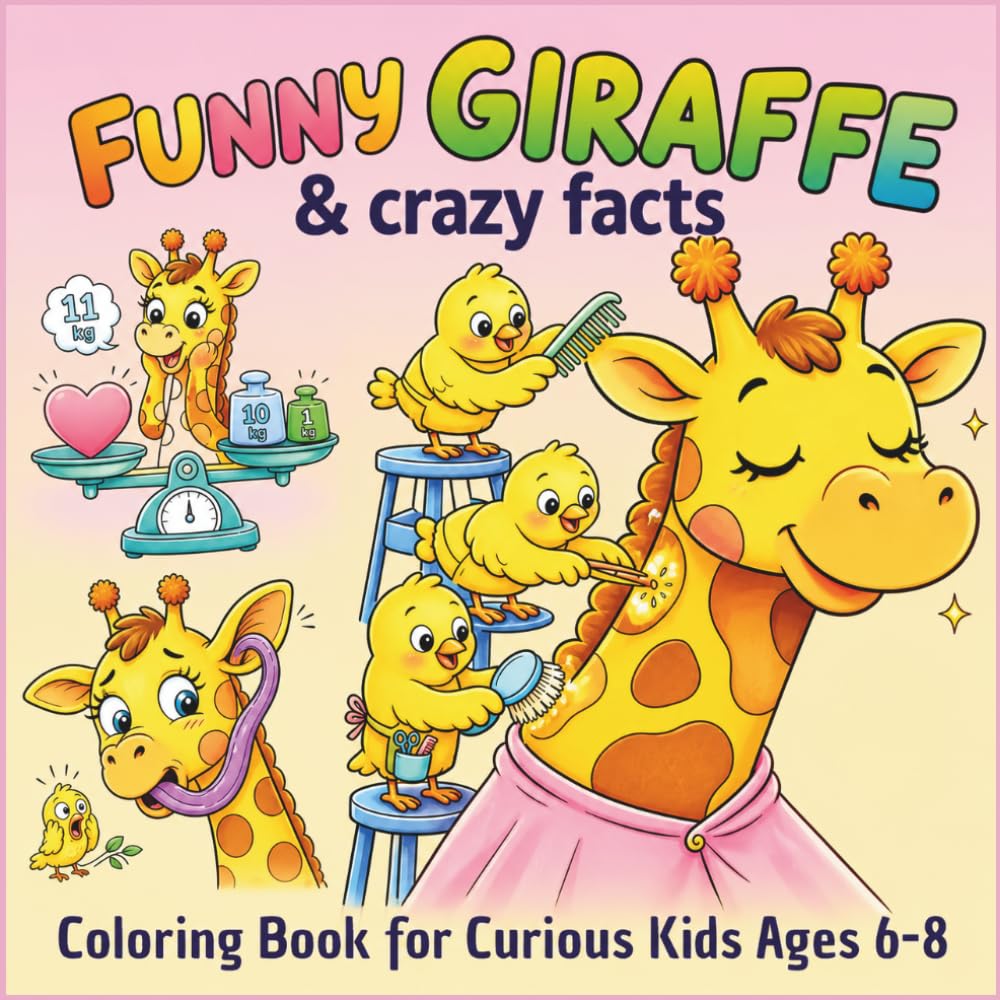 Funny Giraffe & Crazy Facts Coloring Book for Curious Kids Ages 6-8: Silly Scenes with Surprising Facts | Bold & Easy Designs for Kids (fynny animals & crazy facts)