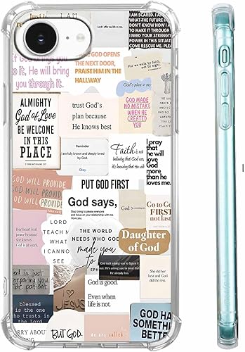 Miniatura 25 de Cubierta de Teléfono con Versículos de la Biblia y Citas Cristianas de Jesús en Collage, Funda Protectora Suave de TPU de Moda para iPhone 16 Pro,