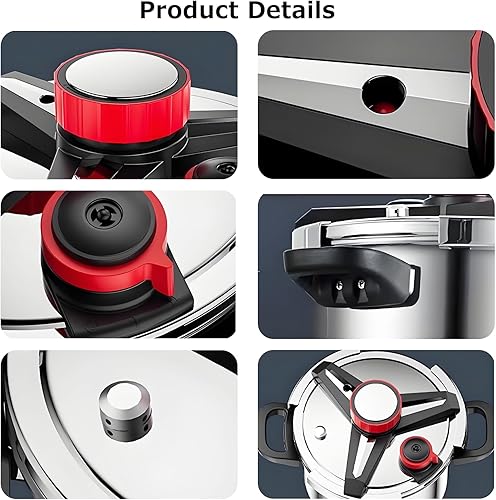 Miniatura 5 de Olla a presión de 10 cuartos de galón, olla a presión, olla a presión de acero inoxidable 304, bloqueo con una mano, compatibilidad de gas y cocinas