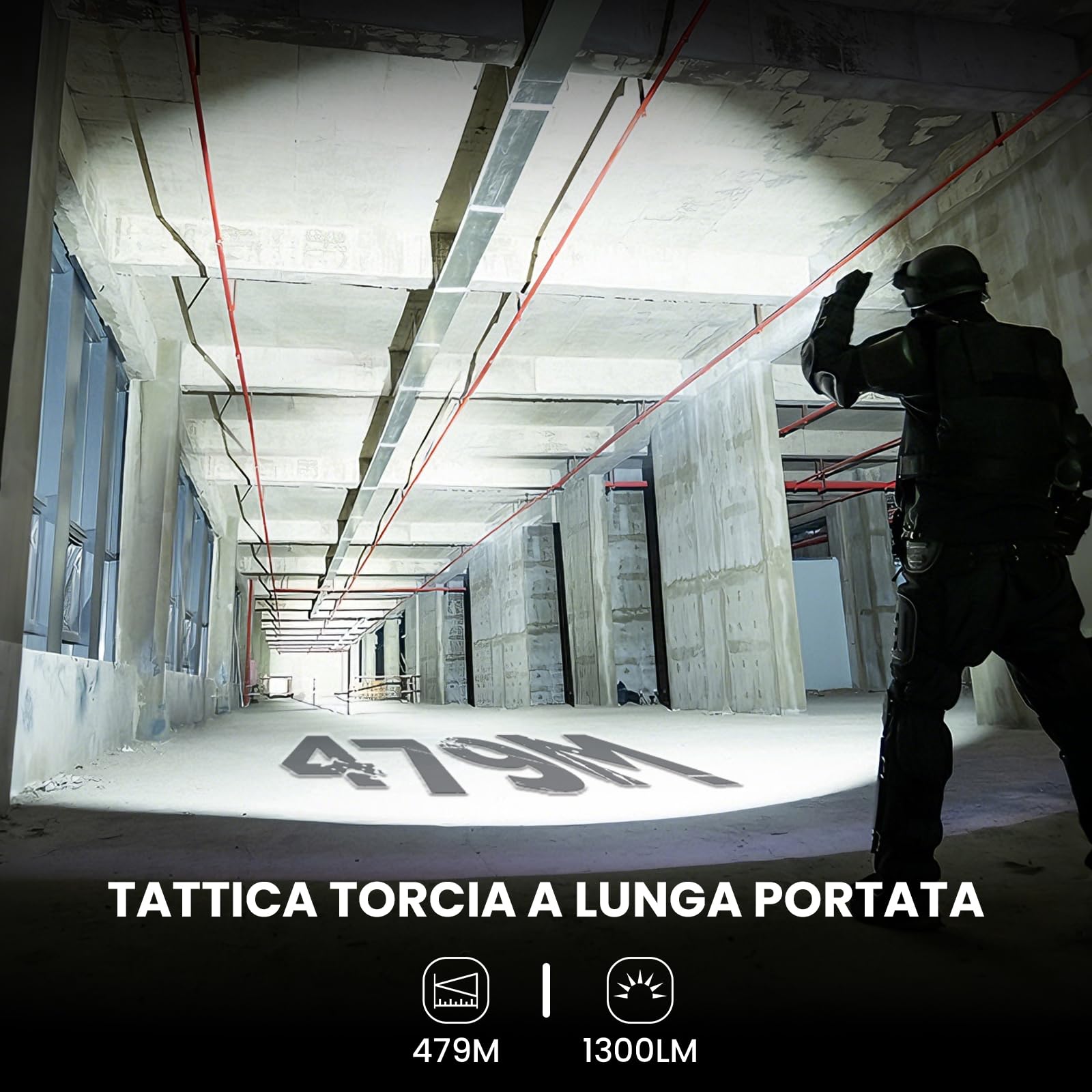Sofirn SK1 Torcia LED Potente 1300 Lumen 479m Magnetica IPX8 Tattica | Torcia Led Ricaricabile USB-C Max 200H;Interruttore Magnetico;6 Modi;IPX8 Impermeabile Alluminio;Camping Caccia Soccorso EDC
