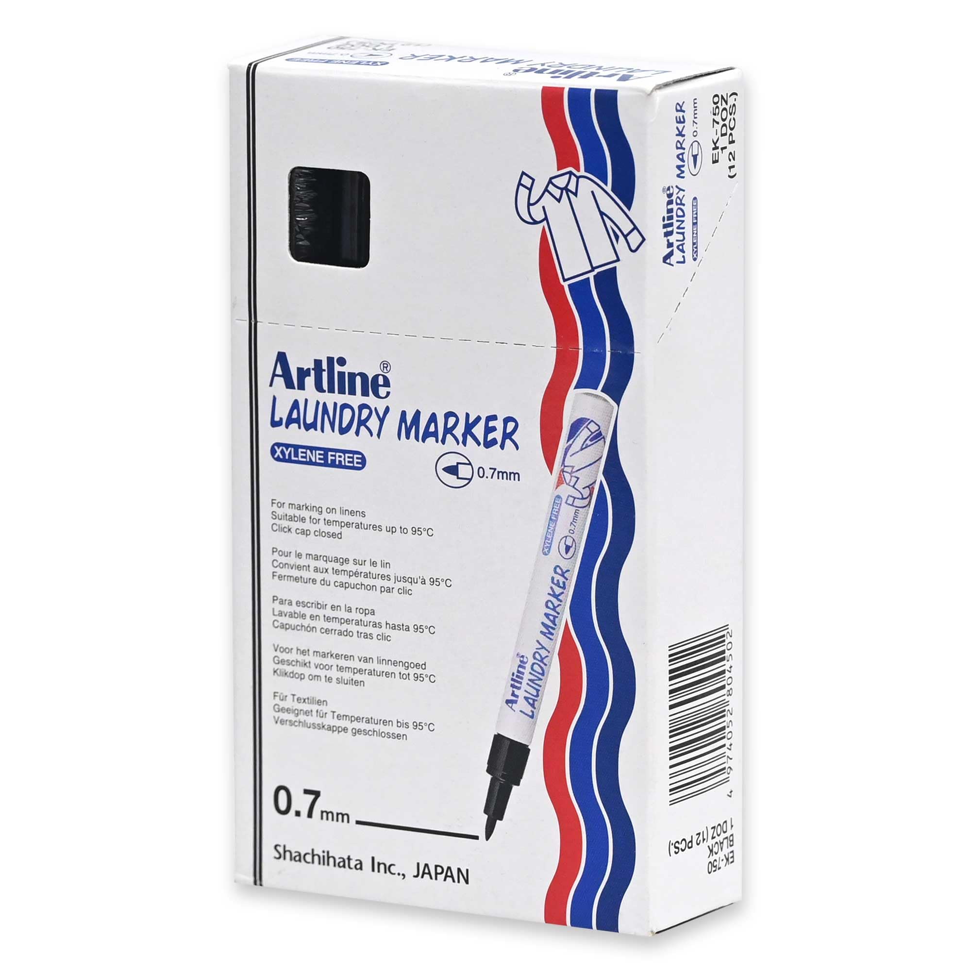 ROTULADOR ARTLINE MARCADOR ROPA 750 NEGRO -PUNTA REDONDA 0.7 MM -ROPA PAPEL METAL Y CRISTAL (12 unid.)