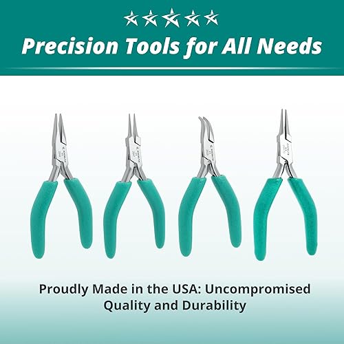Miniatura 5 de Excelta 2644D Alicates de nariz de cadena pequeña, acero inoxidable, mandíbulas dentadas, resortes de hoja dobles, agarre antiestático acolchado