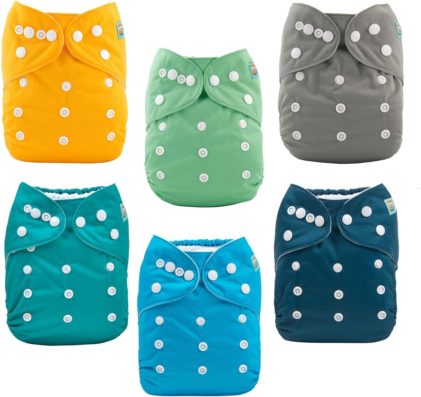 ALVABABY Baby Cloth Diaper 6 Pack with 12 Inserts One Size Cloth Diaper Covers Adjustable Washable Reusable for Baby Girls and Boys