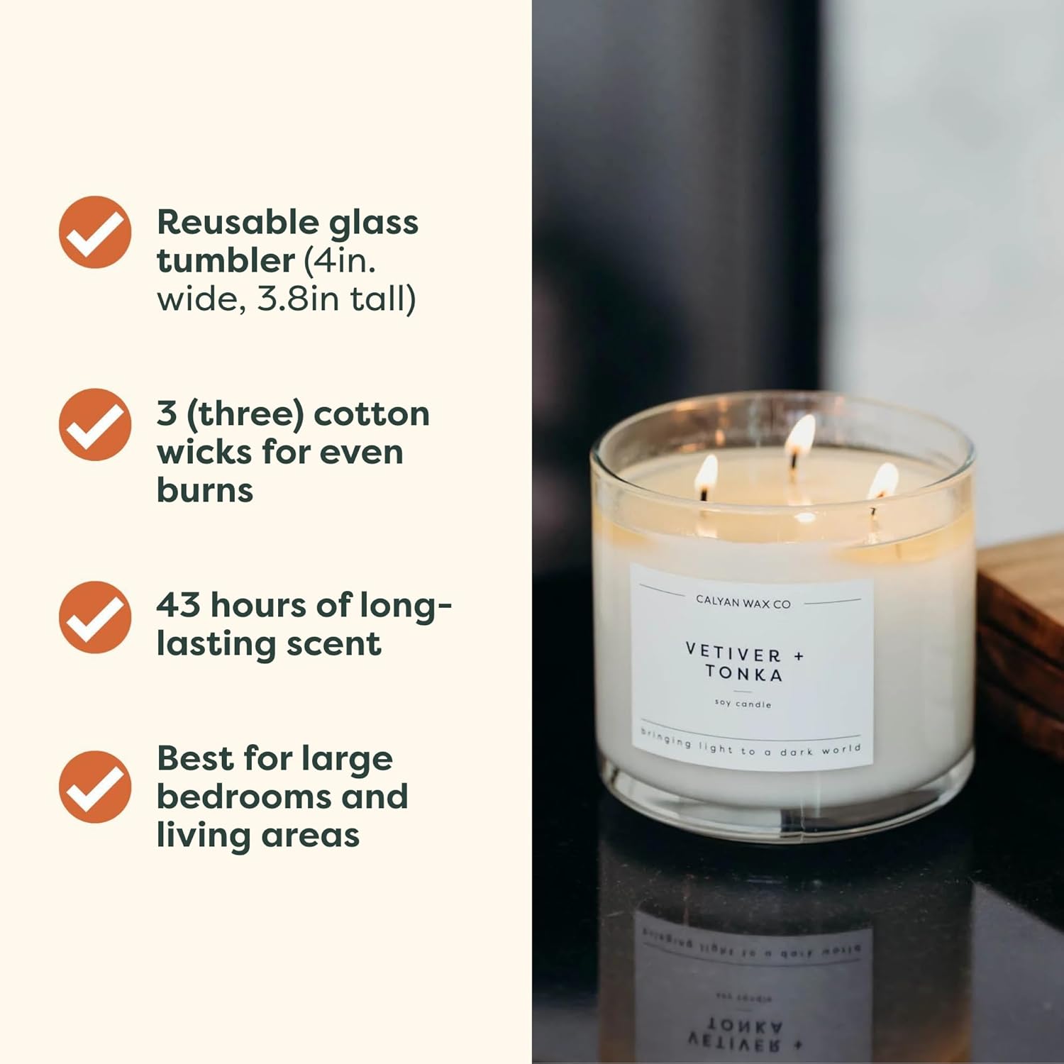 Calyan Wax Co. Everyday 3 Wick Scented Candle Gift Set - 4 Luxury Scented Candles - 43 Hour Burn - 3 Wick Non Toxic Soy Wax Candles - Long Lasting Large Glass Jar Candle for Home - 14.9oz - Image 8