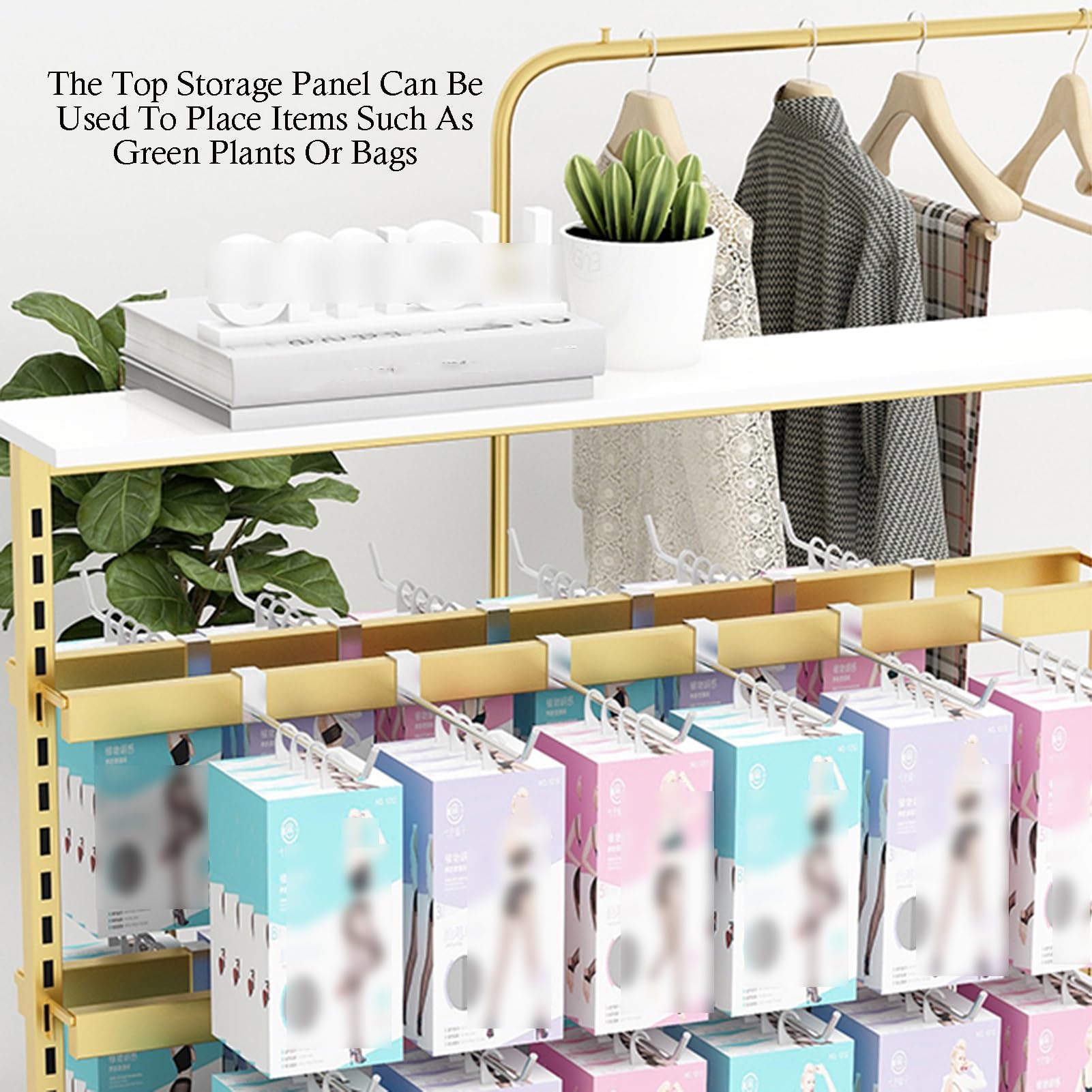 Amazon｜ディスプレイラック、4層省スペースフック棚、アクセサリー