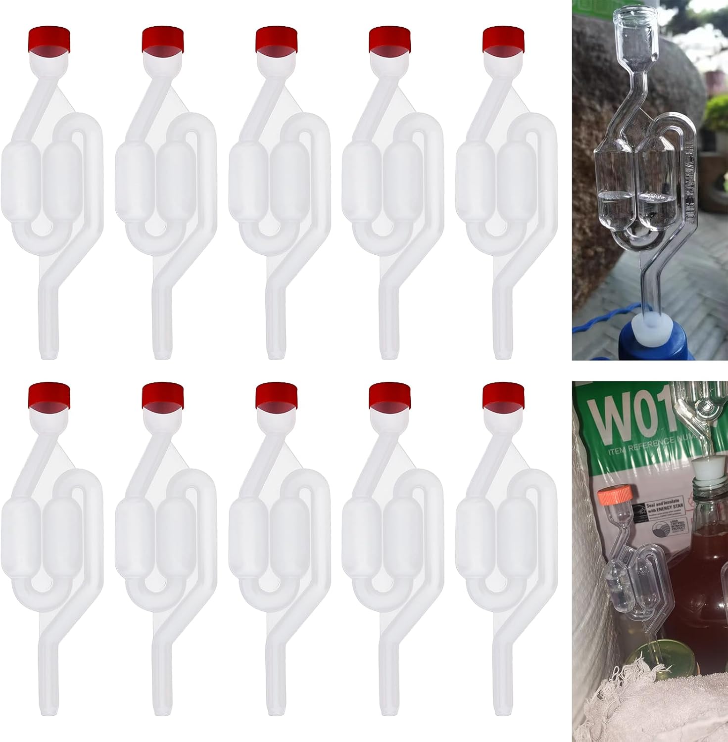 HPX SShape Airlock For Fermentation 10Pack Homebrew Twin