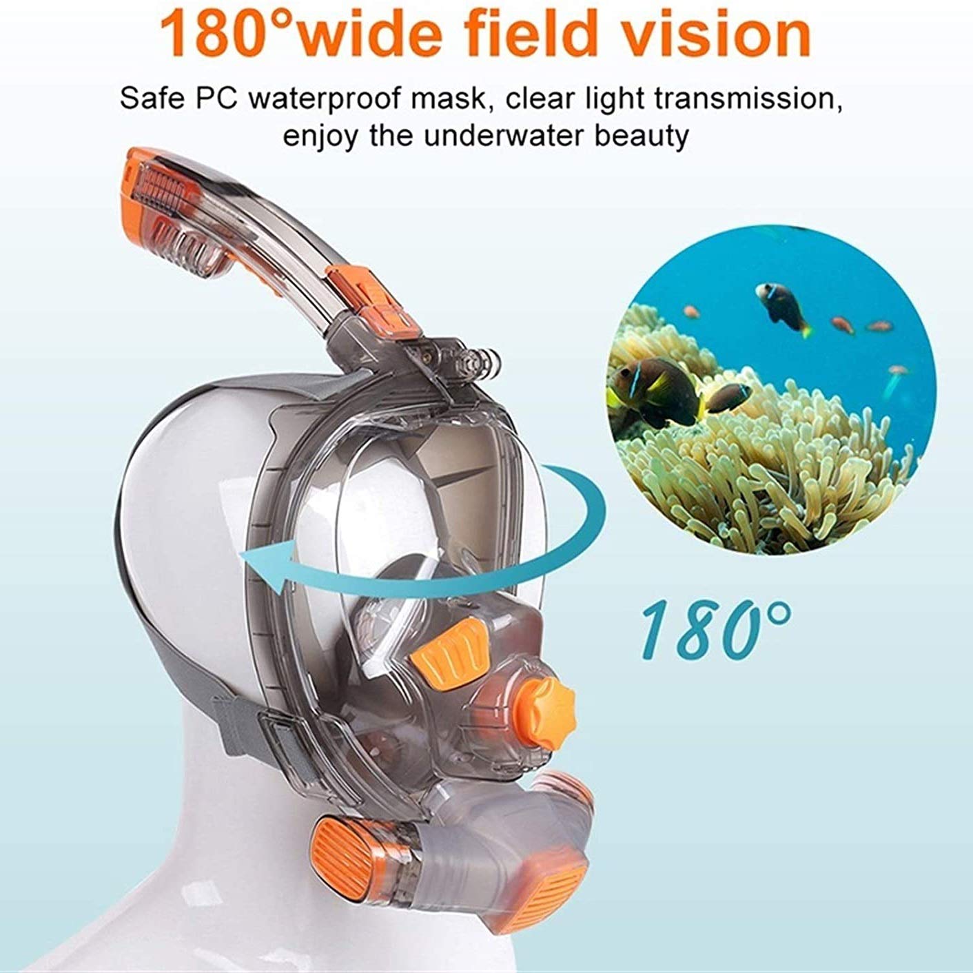 Masques de plongée Pliables Masque de plongée intégral pour Adultes et Jeunes Lunettes Anti-buée sous-Marines Large Vue Masque de Natation Transparent avec Tuba