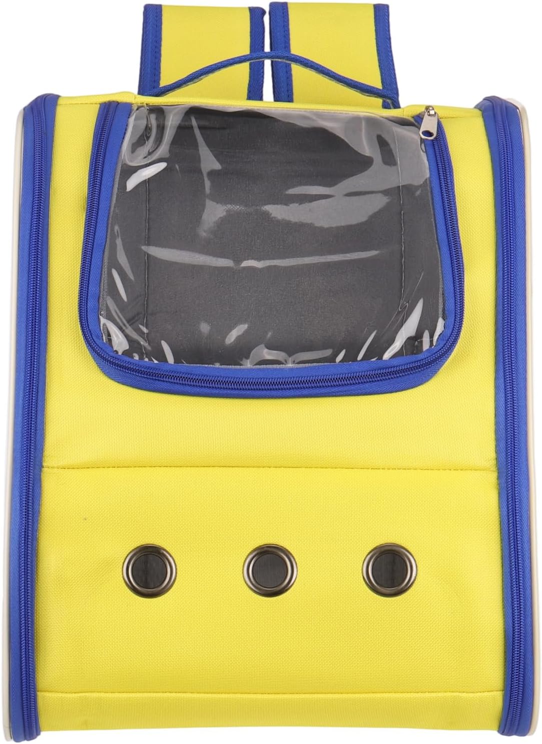 Cat Backpack Carrier, Portable and Ventilated, Oxford Cloth, Pet Backpack for Cats or Small Dogs, Intended for Hiking/Camping/Traveling (Yellow/Blue, 12.6"x11"x15")