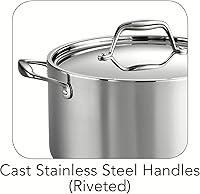 Vista 4 de Tramontina Signature - Cacerola con revestimiento tricapa de acero inoxidable de 6 cuartos con tapa, olla lista para inducción, apta