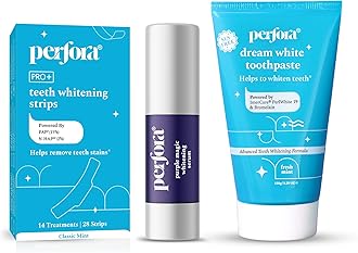 Teeth Whitening Combo | Strips - 14 Treatment,Purple Magic Whitening Serum 30ml & Dream White Toohtpaste 150gm | Enamel-Safe & Sensitivity-Free Oral Care Formula For Tooth Stain Removal | Pack Of 3