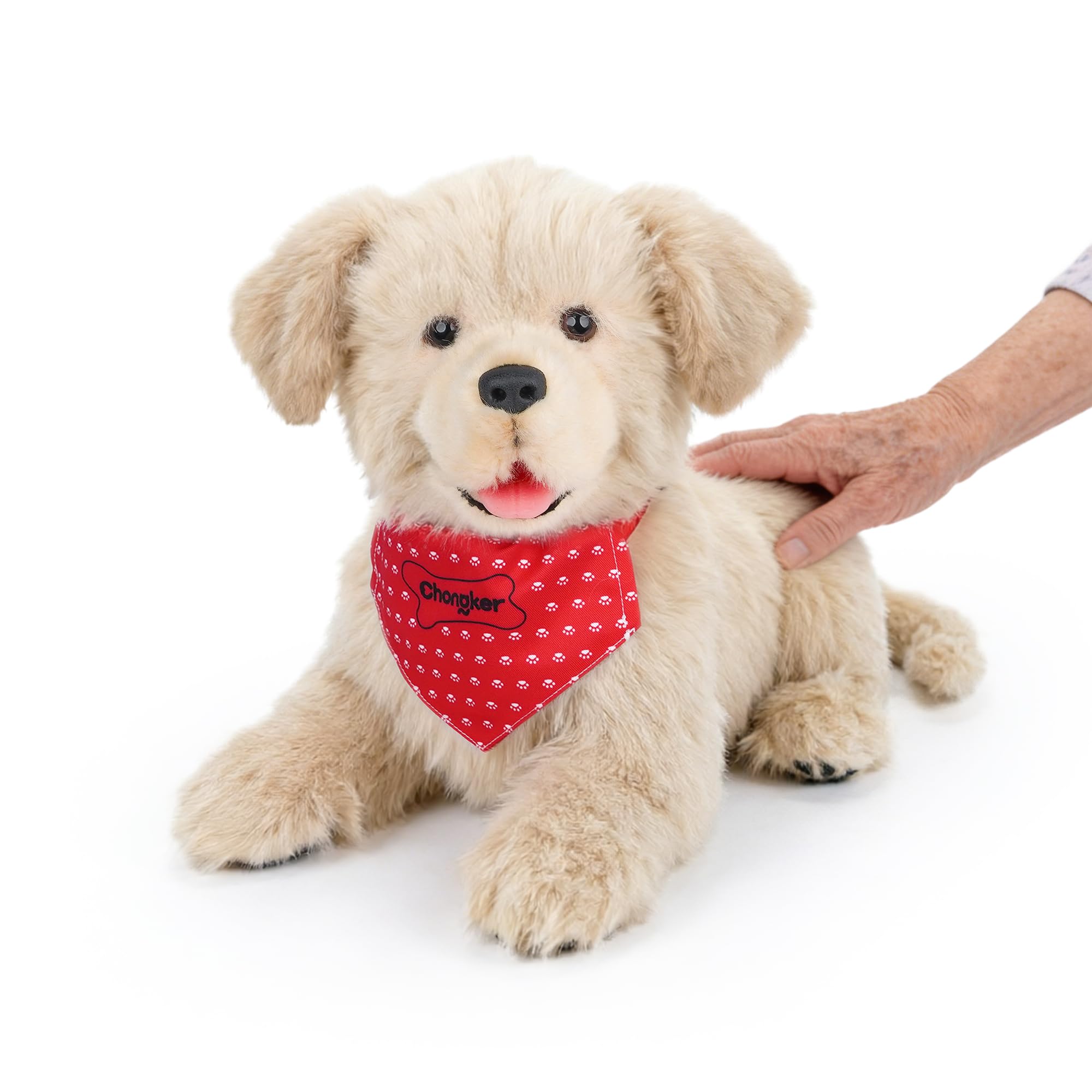 Chongker Plush Robot Dog - Golden Retriever Puppy, Can Bark, Interact Language, Mimic Heartbeat and Snoring, Be Named Individually, Ideal Pet Companion for Seniors