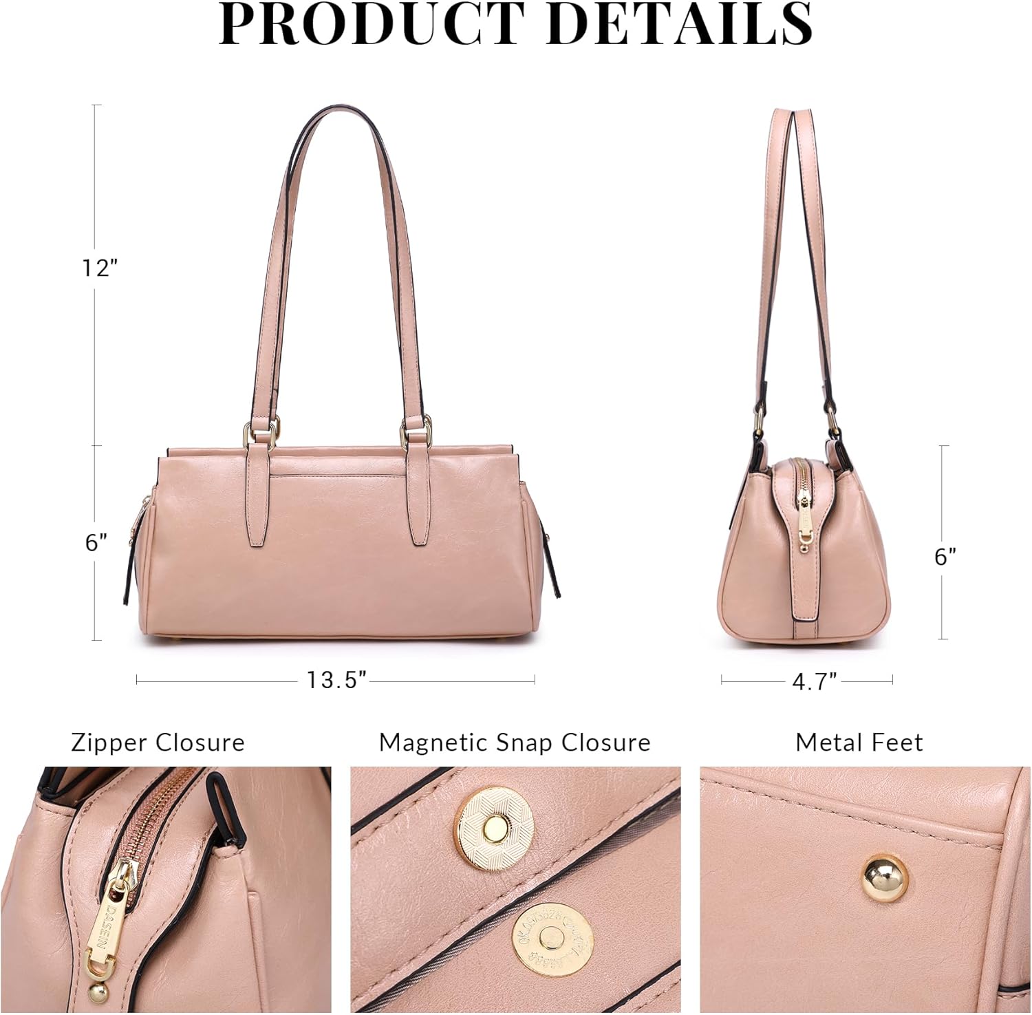 Dasein Hobo Bags for Women Soft Vegan Leather Shoulder Handbags Purses with 3 Compartments, Multi Pockets