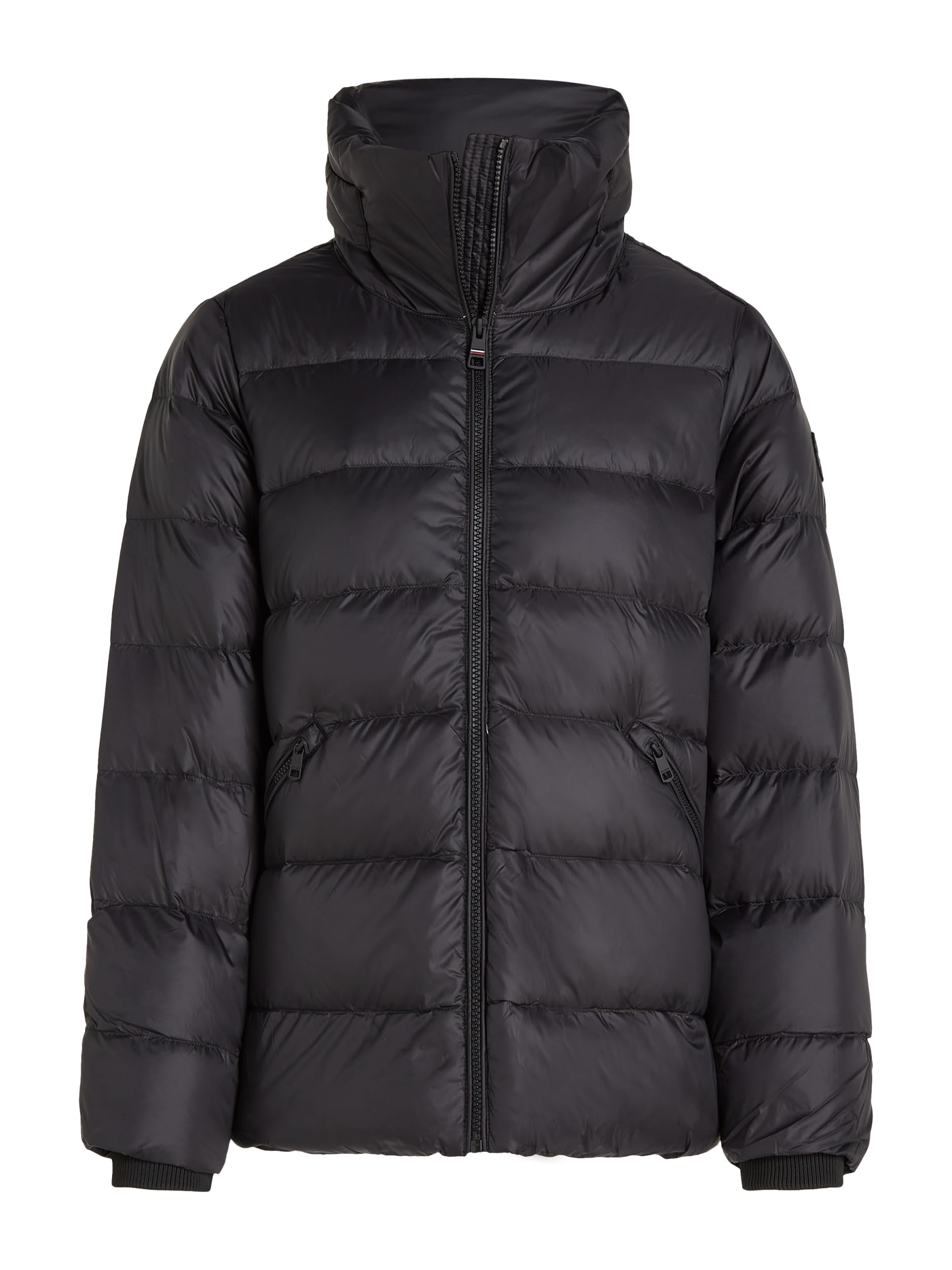 Tommy Hilfiger Women's Short Funnel Neck Down Puffer Jacket, Black (Black), XL
