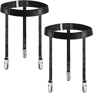 Cinturones de liguero altos hasta el muslo para mujer con clips antideslizantes, liguero elástico ajustable para camisa negra para calcetines altos hasta el muslo, medias y camisas