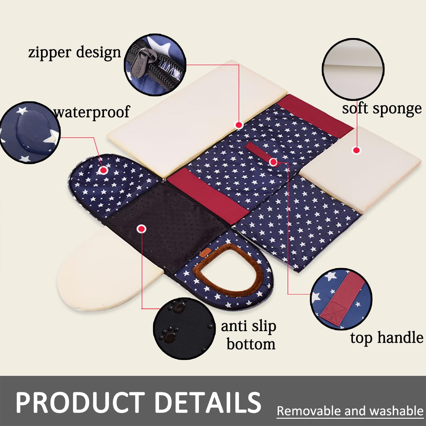 Cuccia per cani 2 in 1, calda, grande, impermeabile, di lusso, rimovibile, anti ansia, per interni ed esterni (60 x 48 x 42 cm, G)