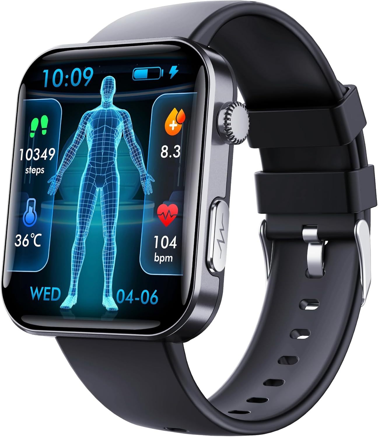 Gen F300 Smart Health Fitness Watch Body Composition Estimation (Black) | IP68 Waterproof for running swimming 130 Plus Sport Modes Sleep Tracker Heart Rate Blood Oxygen Monitor For Android iOS