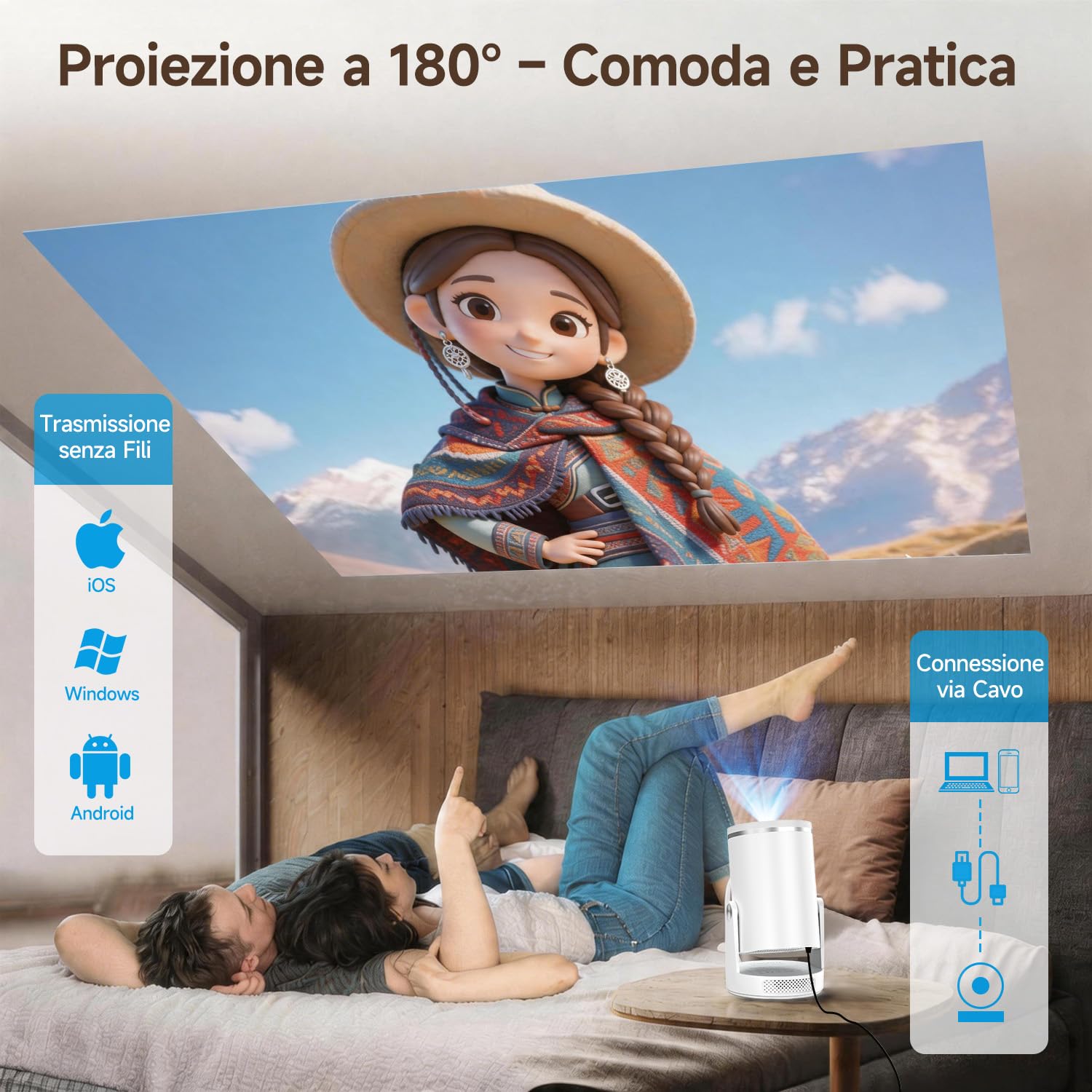 【Messa a Fuoco Automatica】Proiettore 4k Magcubic HY320pro - Risoluzione Nativa 1080p, 400 ANSI, Contrasto 10000:1, Wi-Fi 6 e Bluetooth 5.4, Correzione Trapezoidale per casa e ufficio