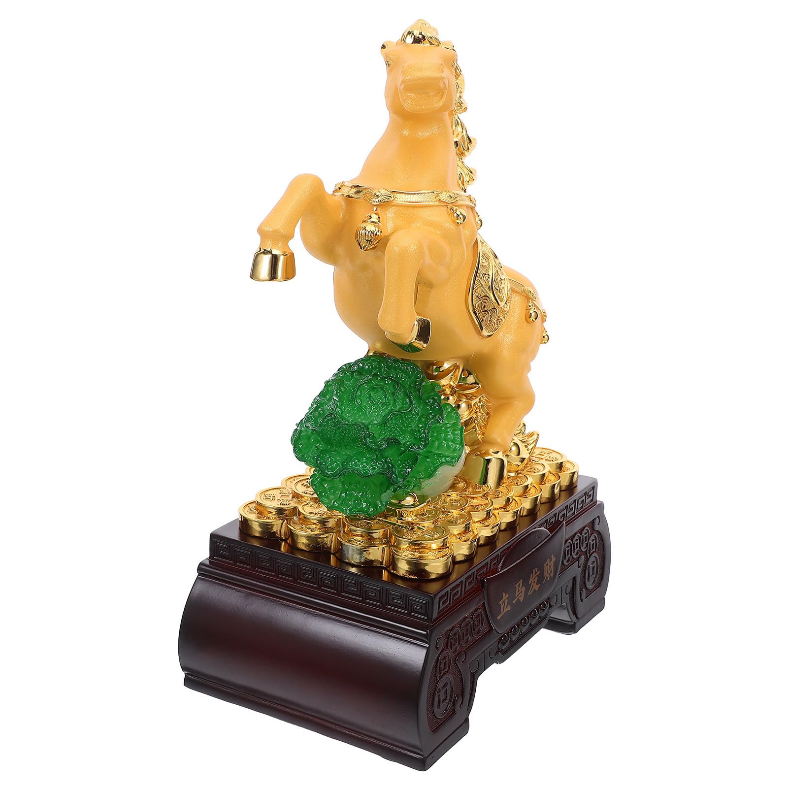 Feng Shui Pferdefigur aus Kunstharz Goldene Tierkreiszeichen Pferdeskulptur 2026 Chinesisches Neujahr Tischdekoration für Büro und Regale