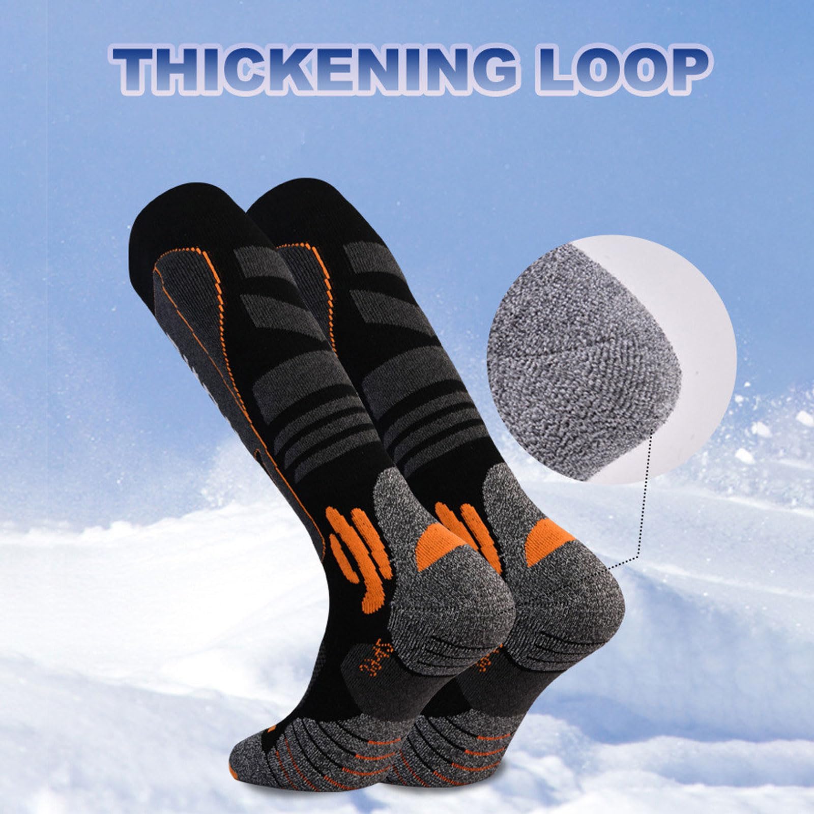 2 Pares Calcetines Esquí Lana Merino Para Hombre y Mujer Térmicos y Resistentes Calcetines Invierno Hasta la Rodilla Ajuste Anatómico Absorbe la humedad para Esquí,Snowboard y Excursionismo