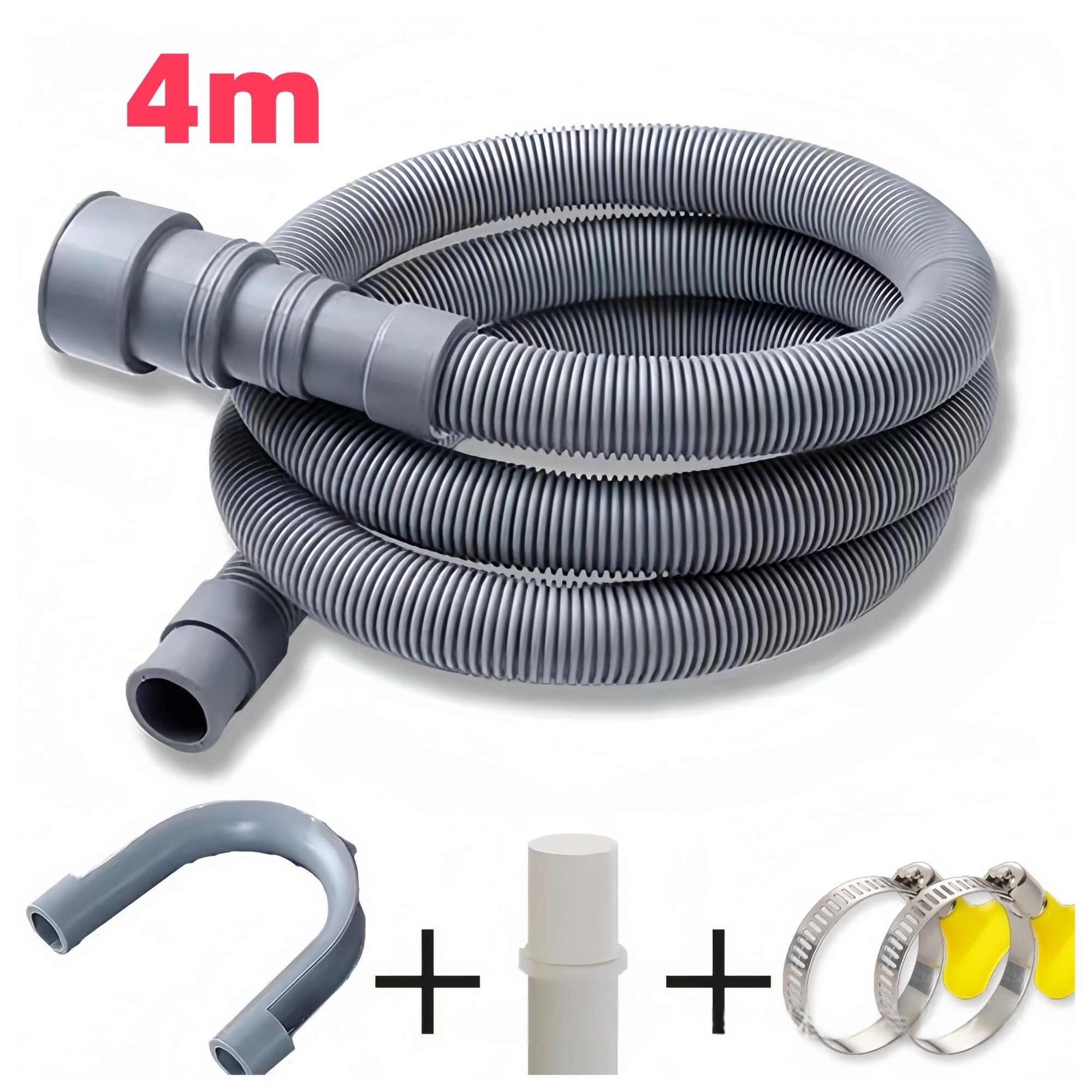 1,5/2/3/4M PVC lavadora lavavajillas drenaje manguera de residuos tubo de extensión con soporte conjunto lavadora Ablaufschlauch(4m)
