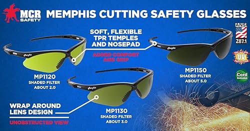 Miniatura 4 de MCR Safety Gafas MP1130 Green Filter 3.0 Lentes de policarbonato hidrofílico con protección UV, revestimiento antivaho y resistente a los arañazos,