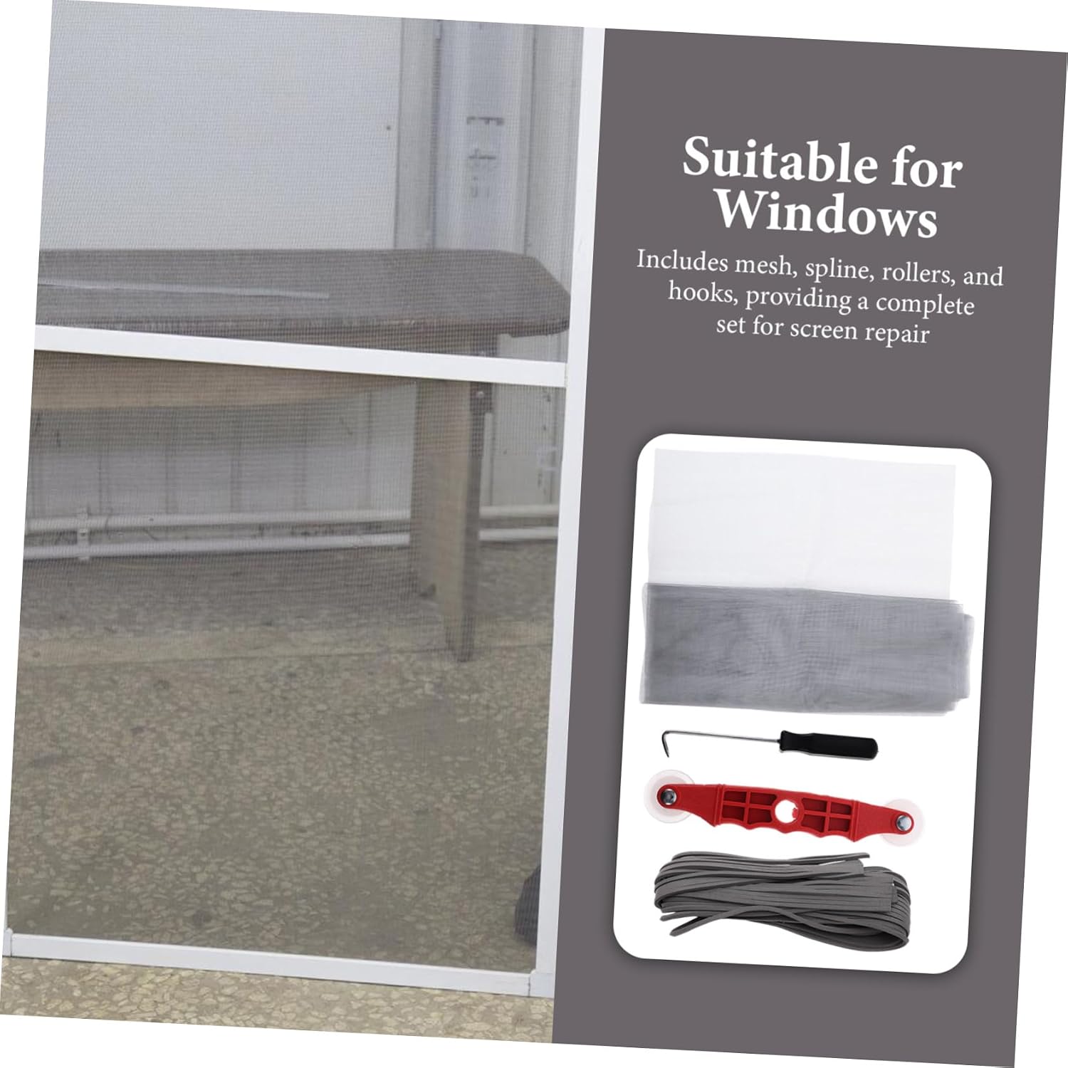 Complete Window Screen Repair Kit Including Rollers Spline Hooks Installation Tools