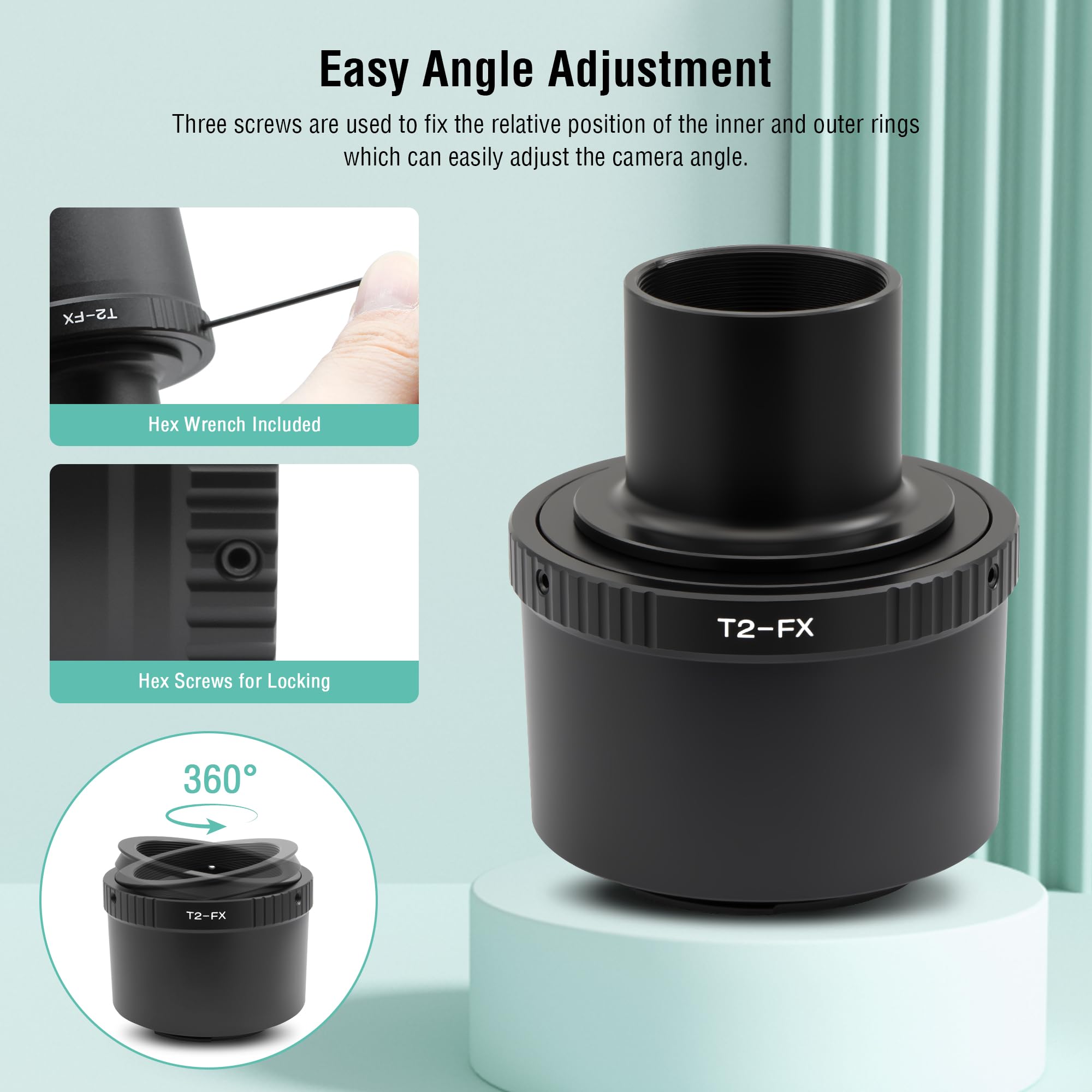 Astromania Adattatore da obiettivo T T2 a Fuji FX e adattatore telescopio da M42 a 1,25" (attacco a T) – vite universale per X-T1 X-A1 X-E2 X-M1 X-E1 X-PRO1