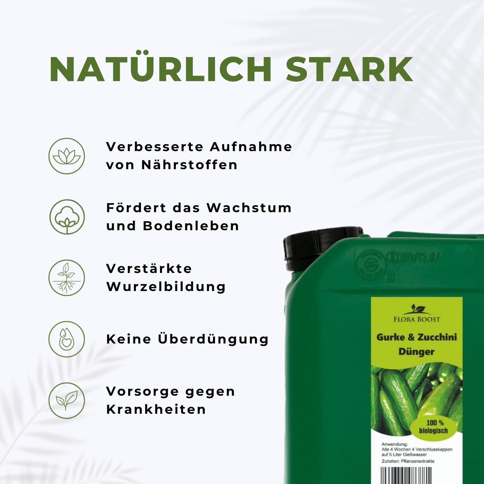 Flora Boost Gurken Zucchini Dünger Flora Boost 5000ml I Für bis zu 1000L Gießwasser I Gemüsedünger für Gurken & Zucchini I Flüssiger Blatt- & Wurzeldünger I 100% natürlicher Pflanzendünger