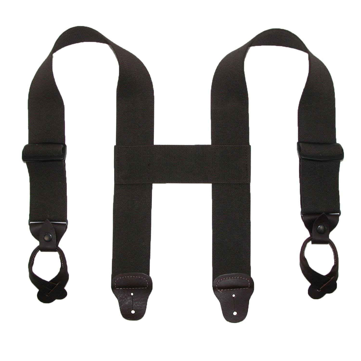 CTM Men's Elastic 2 Inch Wide Button-End Wader Braces, Dark Brown