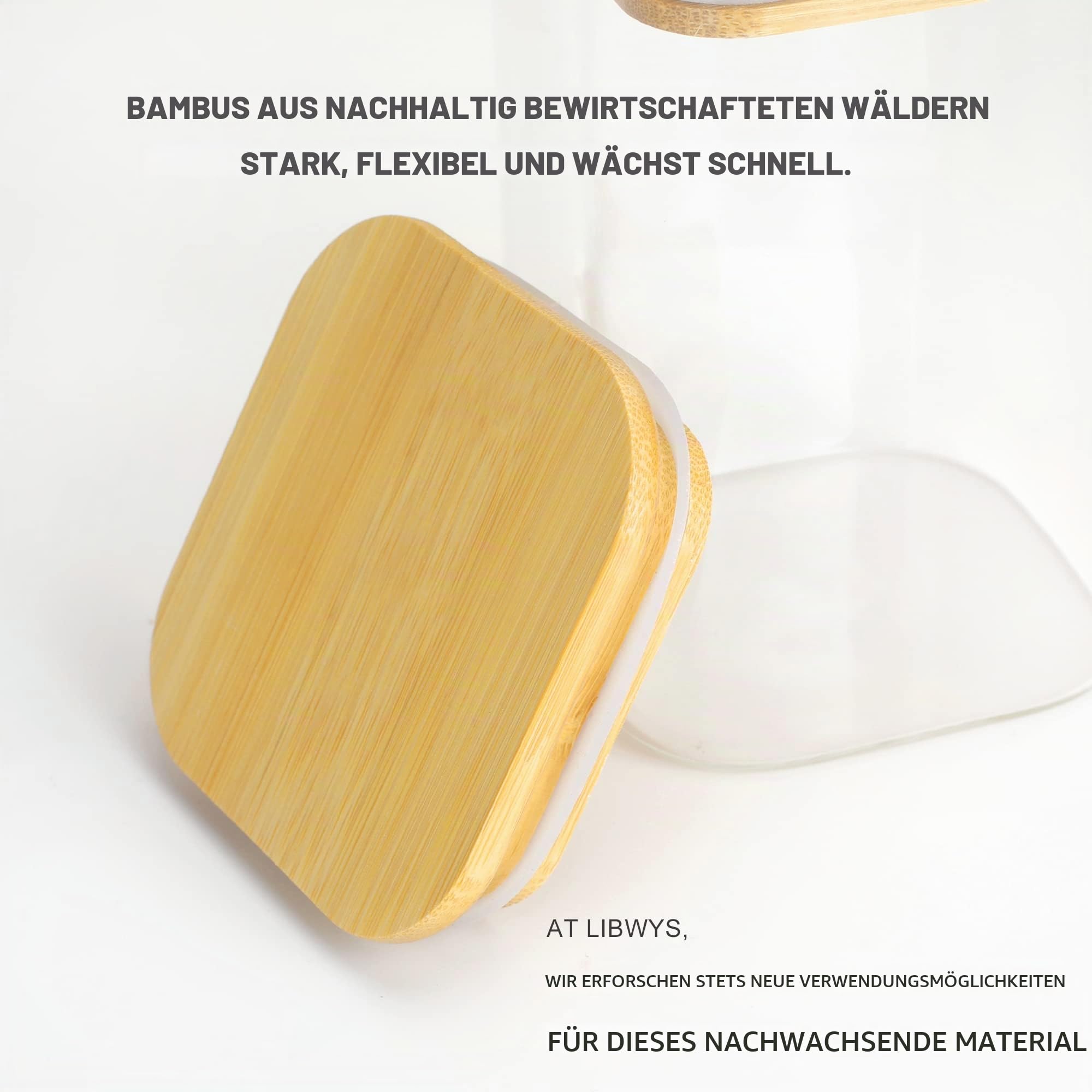 LIBWYS 8er Set Vorratsgläser mit Deckel Eckig Vorratsdose Glas - in 2 Größen: 1000 ml; 600ml
