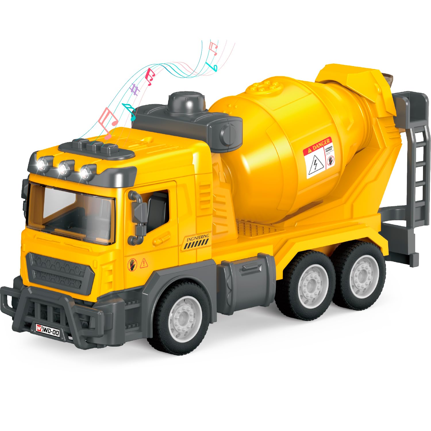 lonfypeng Toddler Construction Trucks, Kids Cement Mixer Toy with Automatic Rotating Drum, Lights & Sounds, Push-and-Go Vehicle for Boys Girls Age 3 4 5 6, Birthday for Toddlers