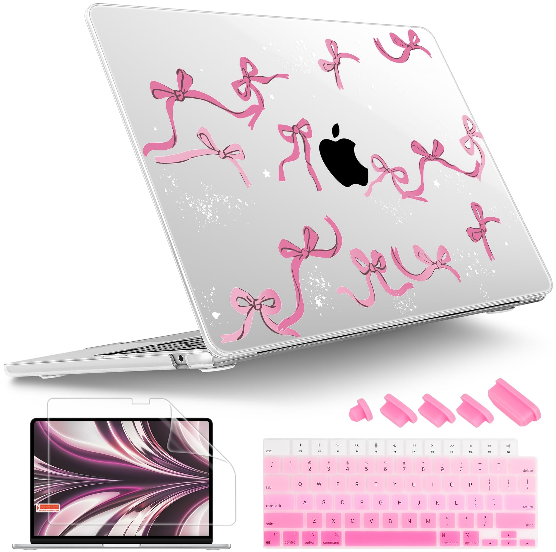 Tuiklol for M4 MacBook Air 13.6 inch Case 2025-2022 Release M2 Chip Model A3240 A3113 A2681, Plastic Hard Shell Cover for MacBook Air 13.6 Liquid Retina Display with Touch ID,Bow