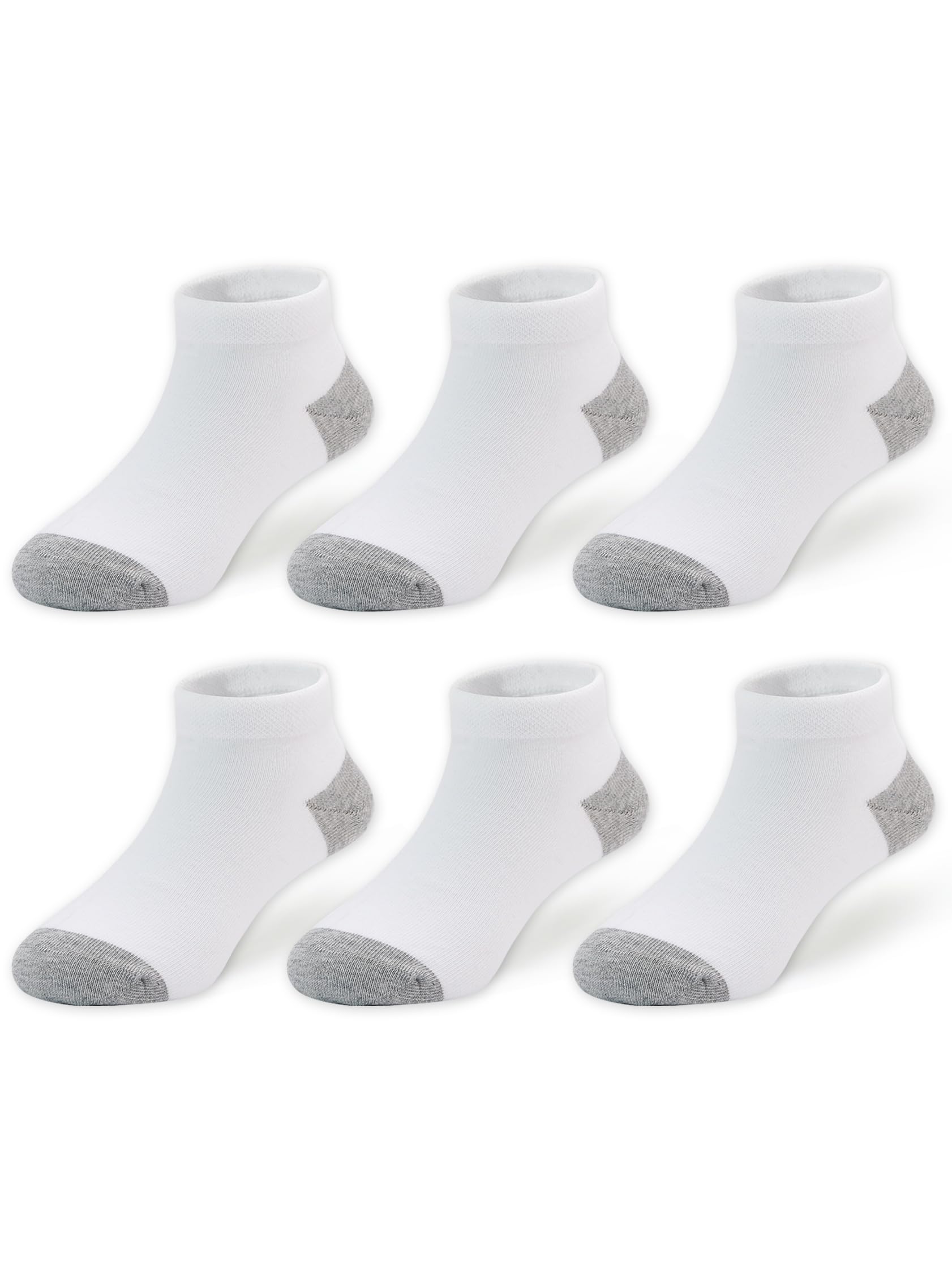 EPEIUS Kids' Low Cut Ankle Socks Cotton Seamless Toe Sport Athletic Socks for Boys Girls White Black Navy 4/8 Pack
