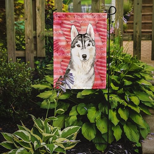 Miniatura 2 de Caroline's Treasures CK1750GF - Bandera decorativa para jardín con texto en inglés "Love a Siberian Husky Garden Flag" para patio exterior, obras de