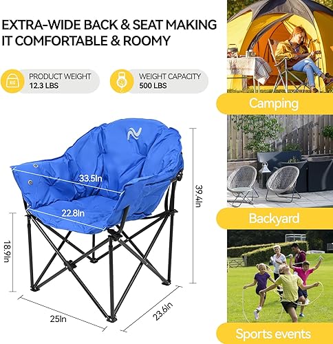 Miniatura 3 de NAIZEA Silla de camping con calefacción, sillas de patio con 3 niveles de calor, sillas plegables portátiles de camping, silla con platillo de luna,