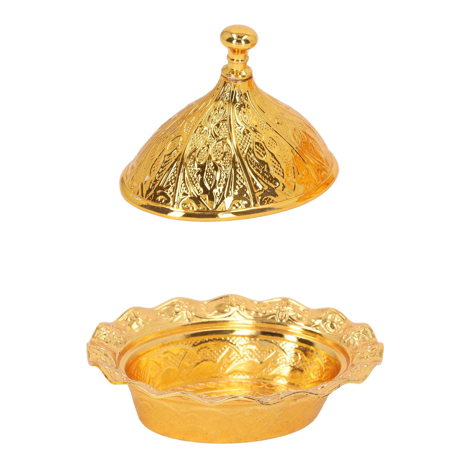 Glazen snackschaatjes met deksel rond incl. houder goud 6-vaks - Vizyon Home