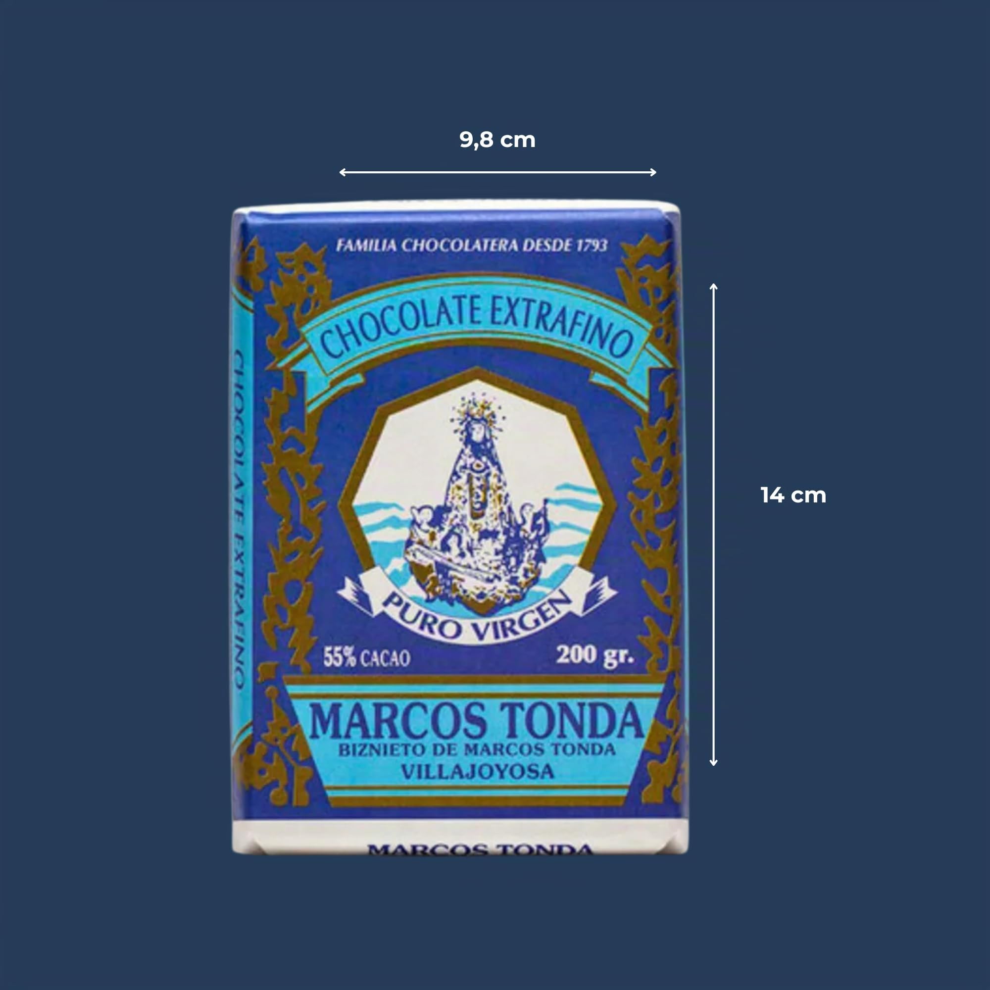 Chocolate Marcos Tonda – Pack 5 uds | Chocolate Puro 55% | Chocolate Negro Extrafino 200g x 5 | Chocolates Originales Para Regalar | Desde 1793