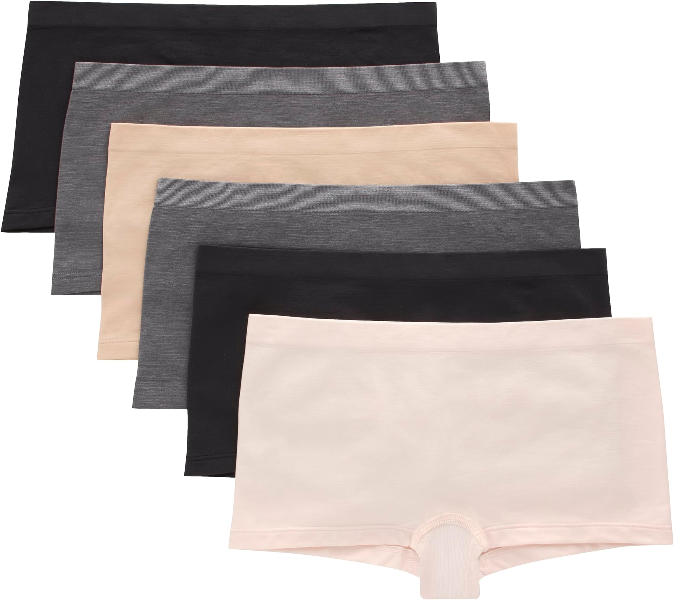 girls Boyshort Underwear Pack, Seamless Comfort Tween Panties, Assorted, 6-pack Briefs (pack of 6)