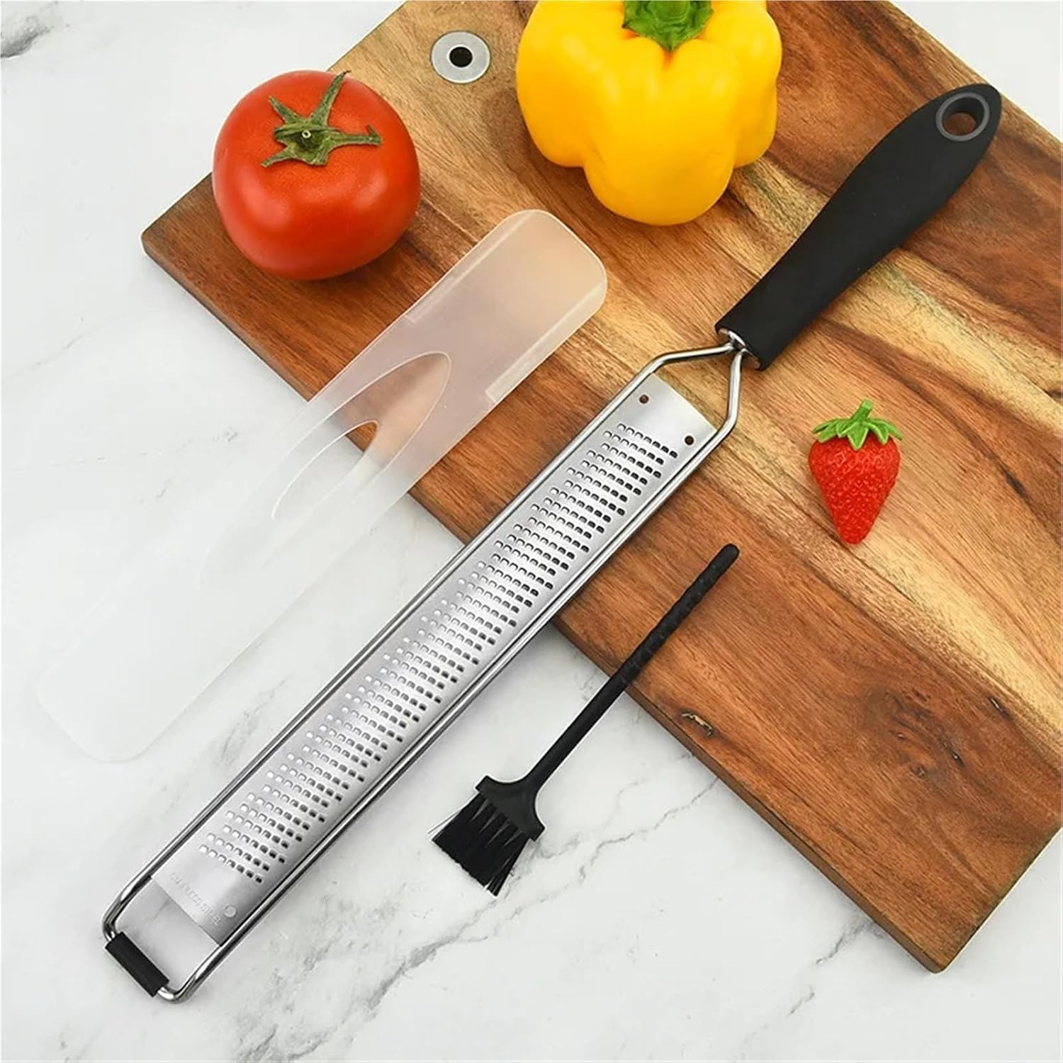 Premium Stainless Steel Lemon Zester & Heavy Duty Cheese Grater - Versatile Kitchen Tool for Zesting, Grating, and Shredding(GraterBrushCase-BOX)