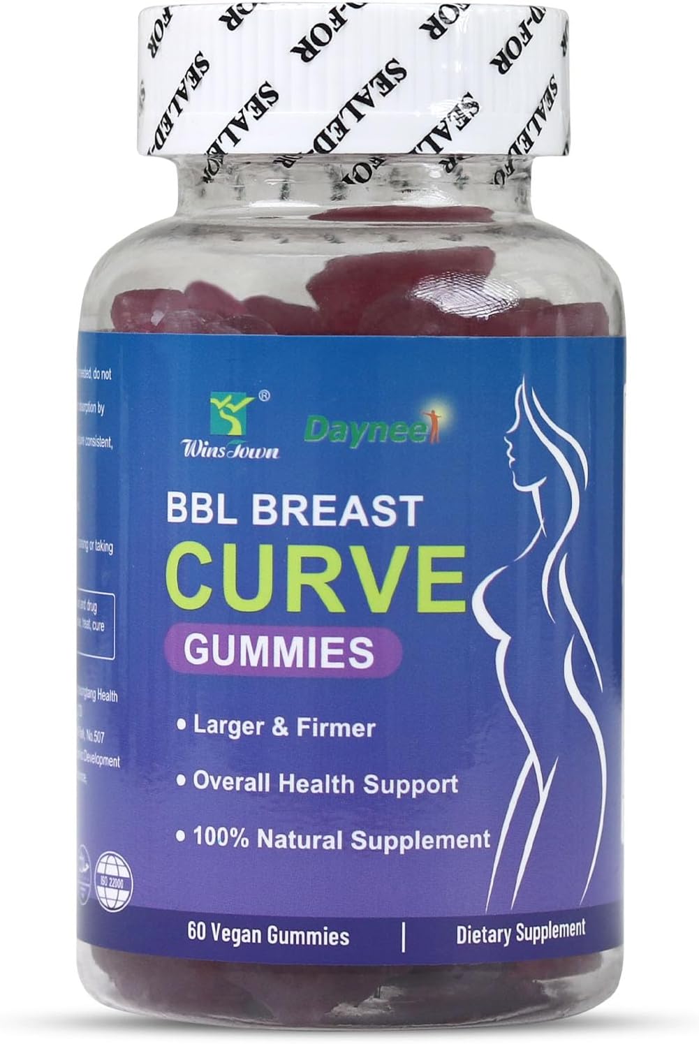 BBL Breast Curve Gummies, Booty Growth & Chest Enhancement Multivitamins for Women, 60 Count