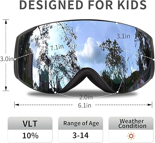 Vista 30 de Freela Gafas de esquí y snowboard para niños pequeños (3-14) jóvenes anti niebla anti UV gafas niñas niños equipo de esquí de nieve