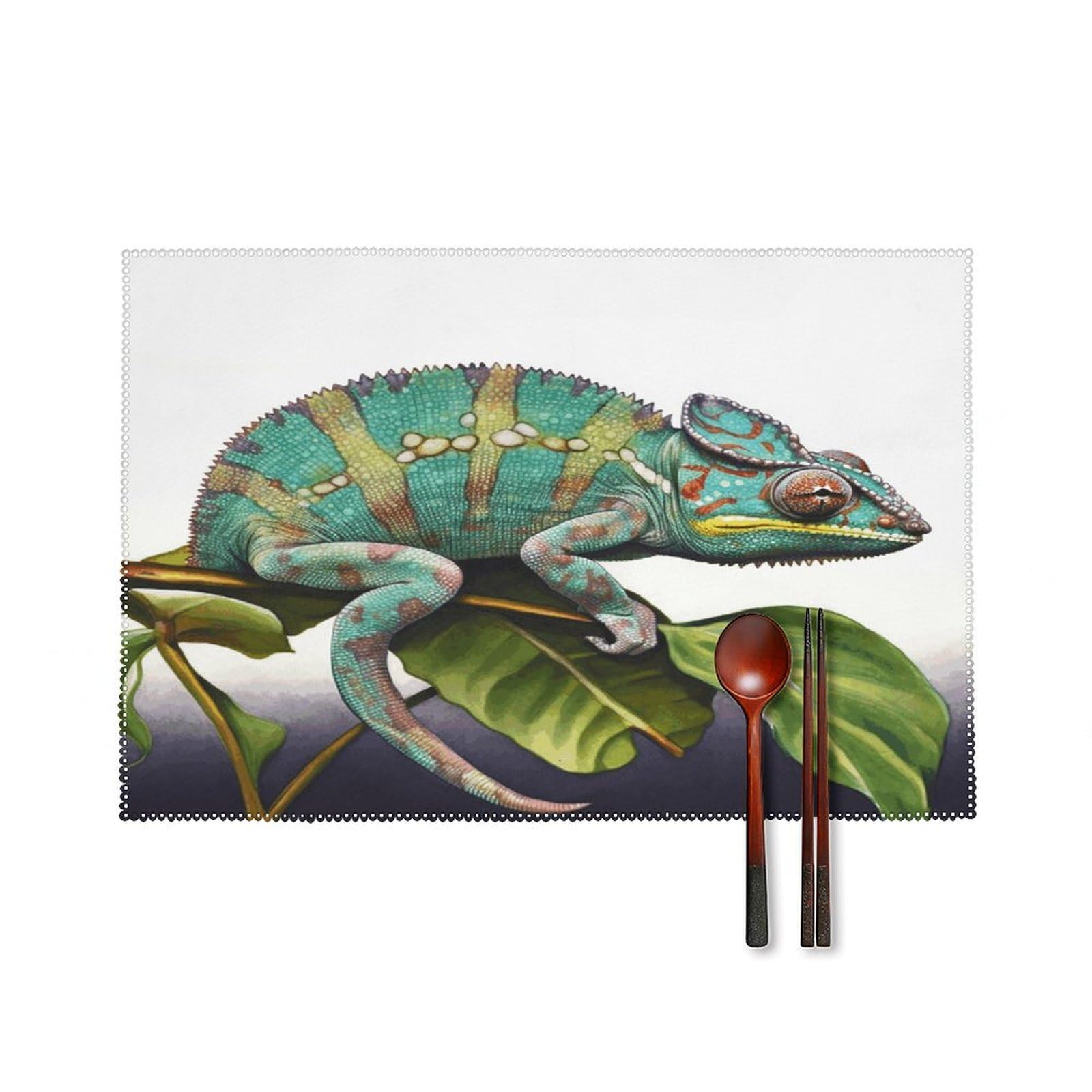 Chameleon Placemats Washable Canvas Place Mats Decoration Placemat for Dining Table Easy to Clean Tables Mat Set of 6 for Kitchen Dining Room Coffee Table